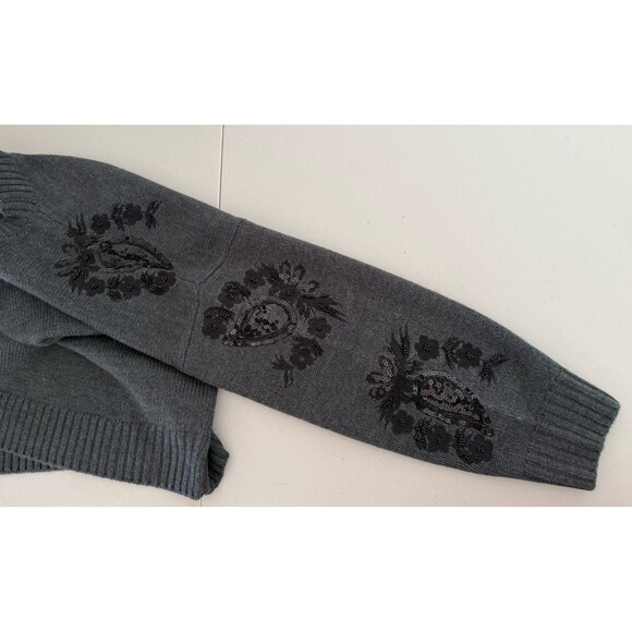 Splendid Leanna Sequin Embroidered Wool Blend Sweater Women Size S Heather Gray - Picture 7 of 12